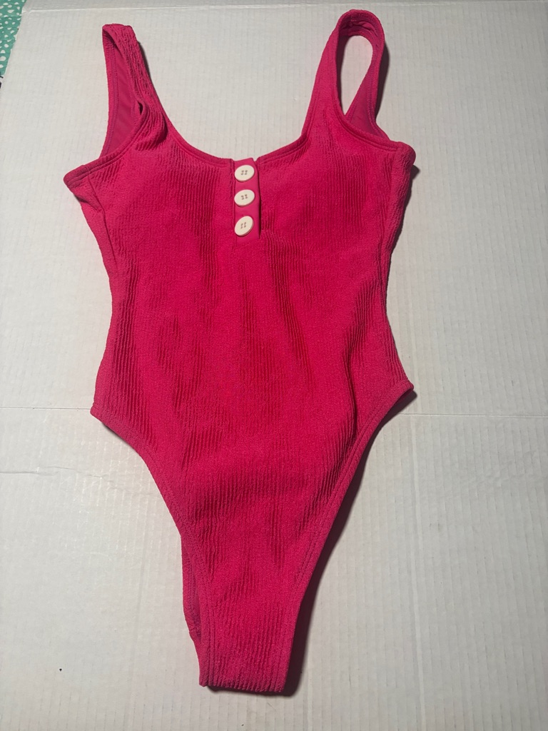 Decree Hot Pink One-Piece Swimsuit With Front Buttons